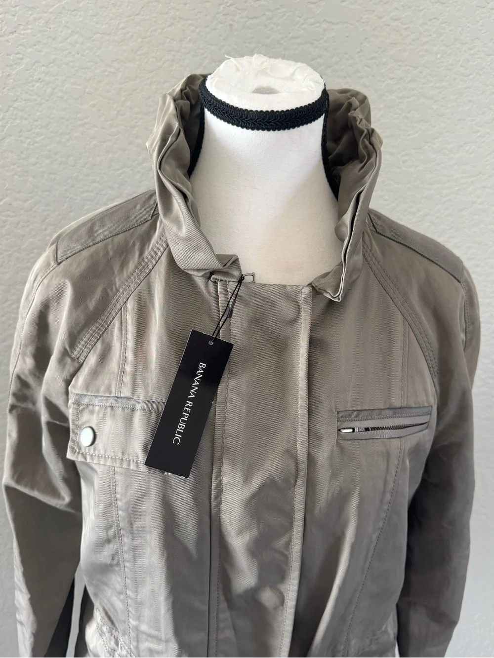 NWT Banana Republic Utility Rain Jacket Field Coat Taupe Small